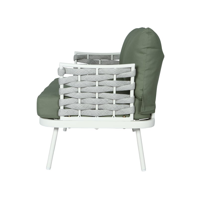 Christopher Knight Home - Cadence Rope and Steel Patio Loveseat and Table Set