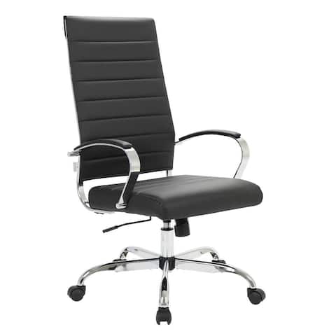 LeisureMod Benmar High-Back Adjustable Leather Office Chair