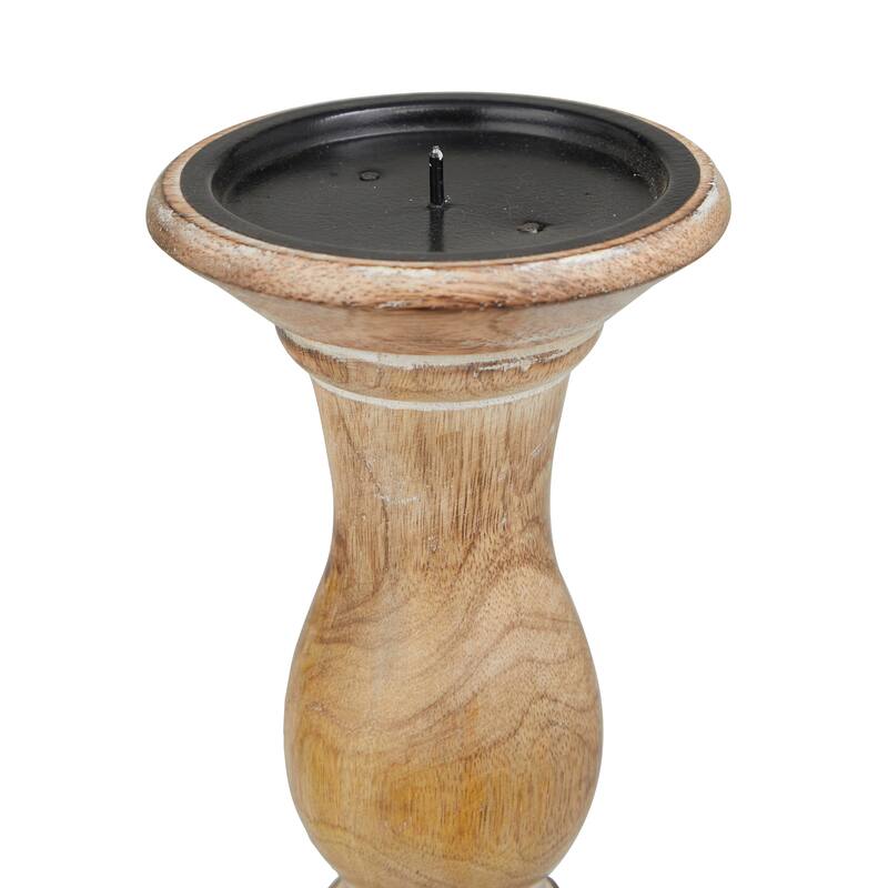 Brown, Light Brown, Gray or Black Wood Traditional Candle Holder (Set of 3) - S/3 18, 15, 12"H