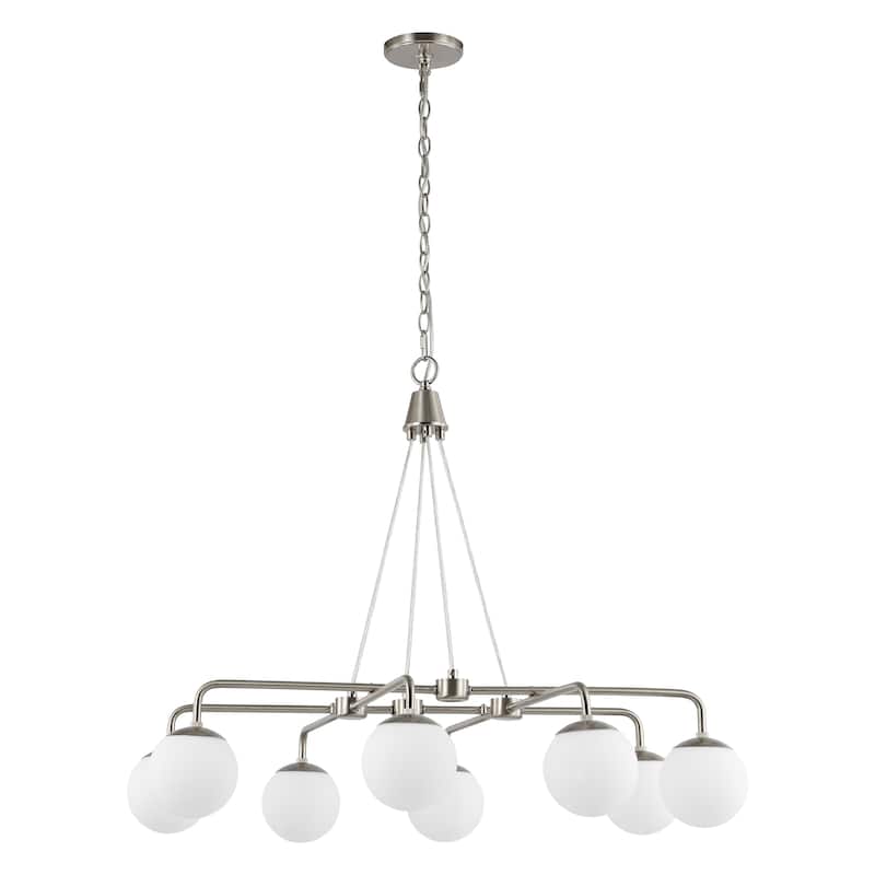 SAFAVIEH Lighting Louanna 35" Modern & Contemporary Chandelier (8-Bulb) - 44" W x 35" D x 92" H - Brushed Nickle