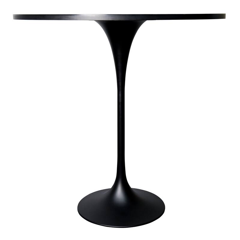 LeisureMod Verve 48" Round Dining Table with MDF Wood TableTop and Black Steel Base for Kitchen & Dining Room