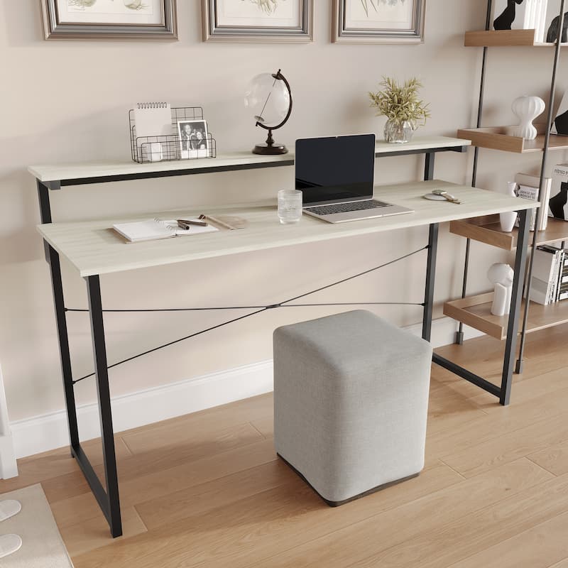 CraftPorch Minimalist 55-Inch Metal Computer Desk With Shelf
