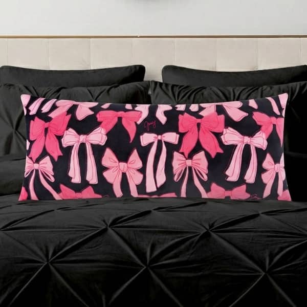 slide 2 of 6, Juicy Couture 20" x 48" Plush Body Pillows 20" x 48" - Black