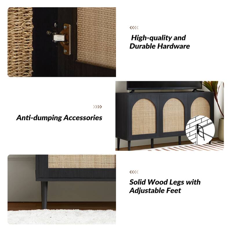 Ulysses Farmhouse Storage Rattan Sideboard with Adjustable Shelves by HULALA HOME