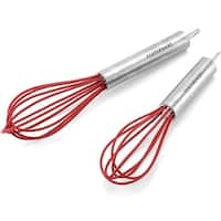 2pcs Small Whisk, Mini Whisk, Flat Coil Whisk Stainless Steel Spring Whisk,  Cooking And Kitchen Gadget For Blending Whisking Beating Stirring Gravy Wh
