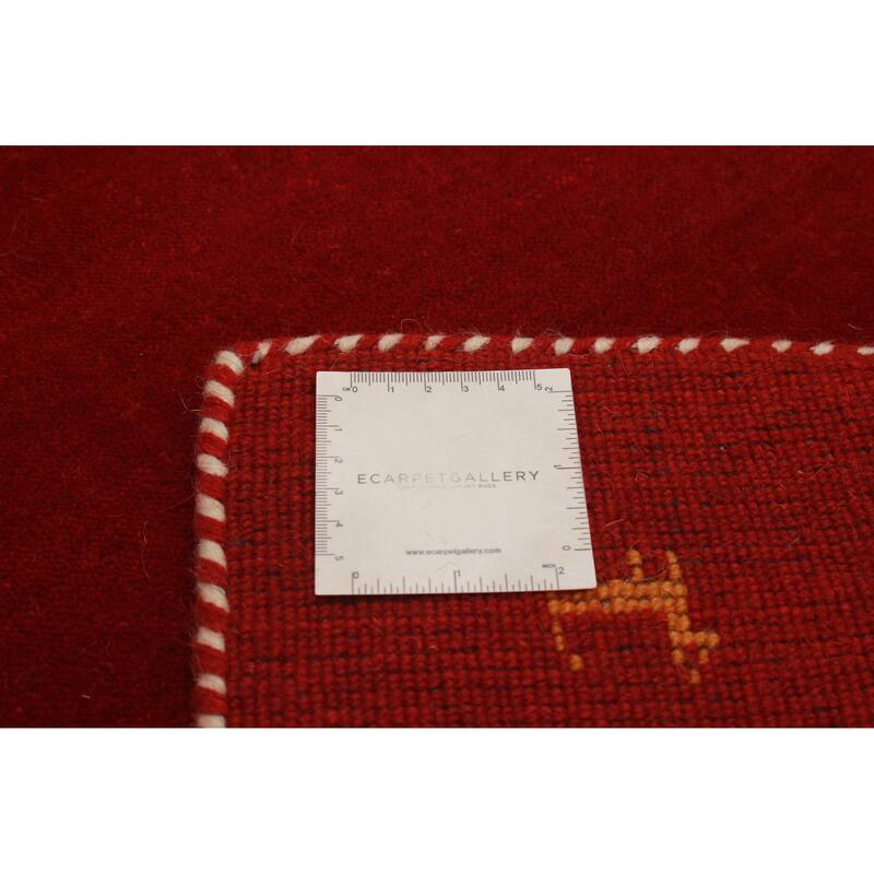 Kashkuli Gabbeh Red Rug 1'11" x 5'10" - 1'11 x 5'10