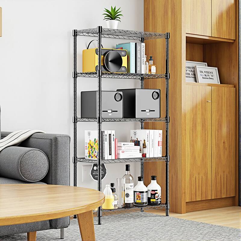 1250 lbs Steel Heavy Duty 5-Tier Utility Shelving Unit Steel Organizer Wire Rack for Home, Kitchen, Office