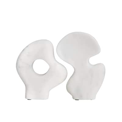 Decorative Abstract Marble Sculptures - 6.5"L x 1.5"W x 5.0"H