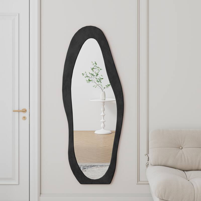 Full Length Mirror,63" x 24" Floor Mirror/ Wall Mirror, Flannel Wrapped Wooden Frame Floor Mirror