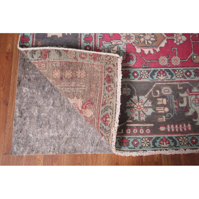 Fuchsia Pink Tabriz Persian Vintage Area Rug Handmade Wool Carpet - 9'6"x 12'8"