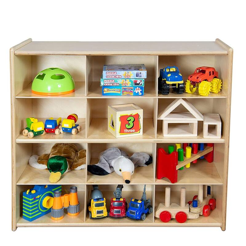 Contender 12 Cubbies Birch Plywood Storage Cabinet, Office and Homeschool Organizer for Toys, Books [Fully Assembled]