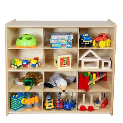 Contender 12 Cubbies Birch Plywood Storage Cabinet, Office and Homeschool Organizer for Toys, Books [Fully Assembled]