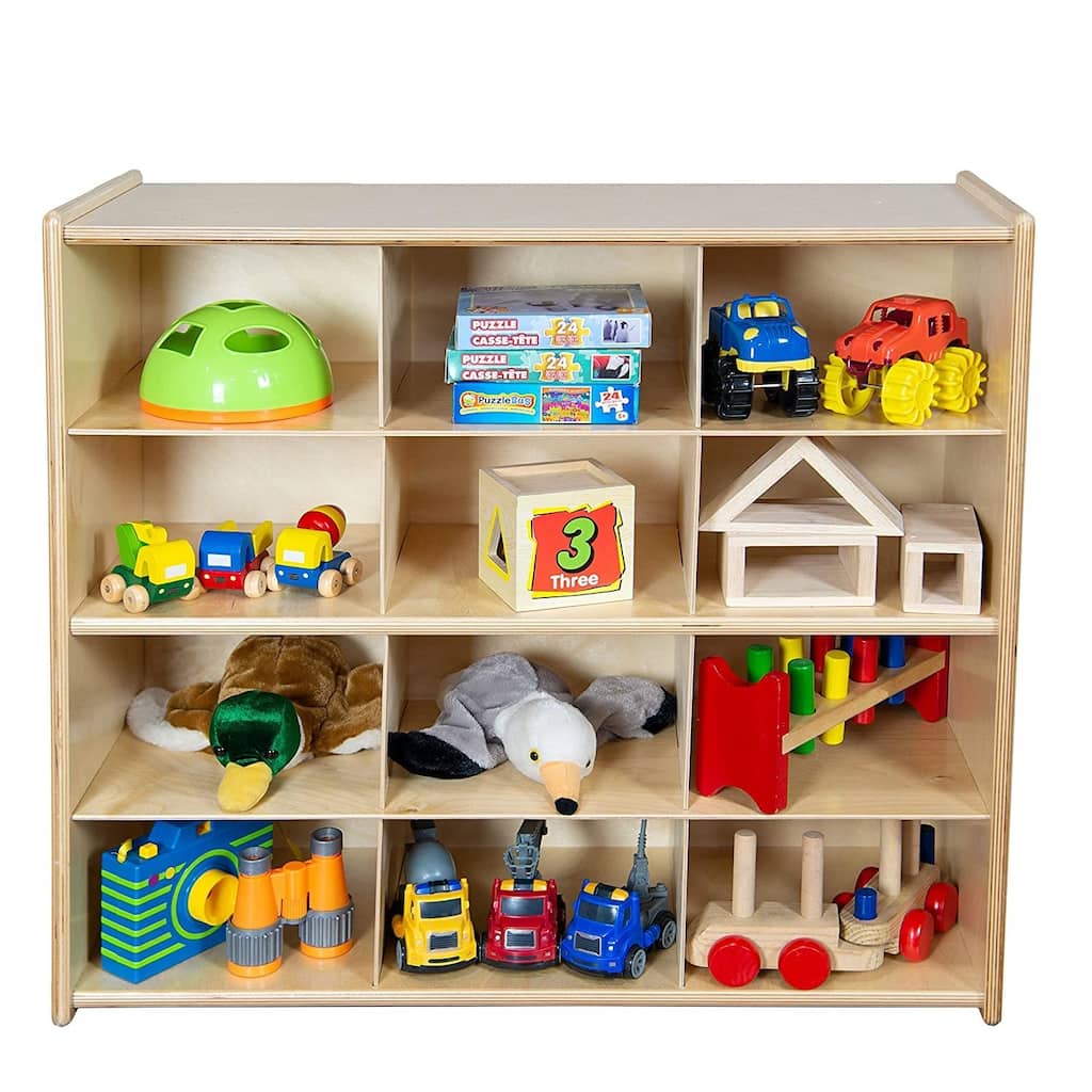 Wood Designs 12 Cubby Birch Plywood Storage Cabinet, Office and Homeschool Storage Organizer for Kids Toys, Books - 30"