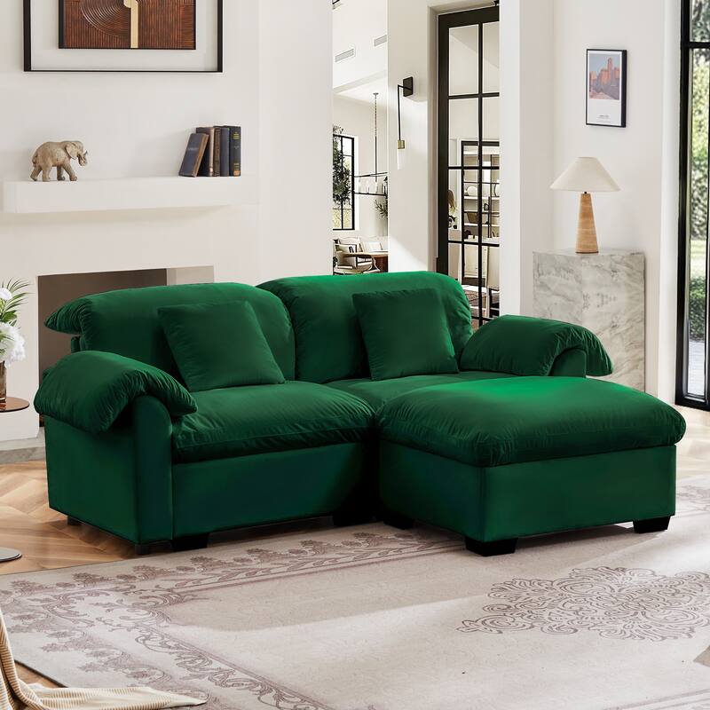 Velvet Fabric Modular Cloud Couch with Storage Seat,Free Combination