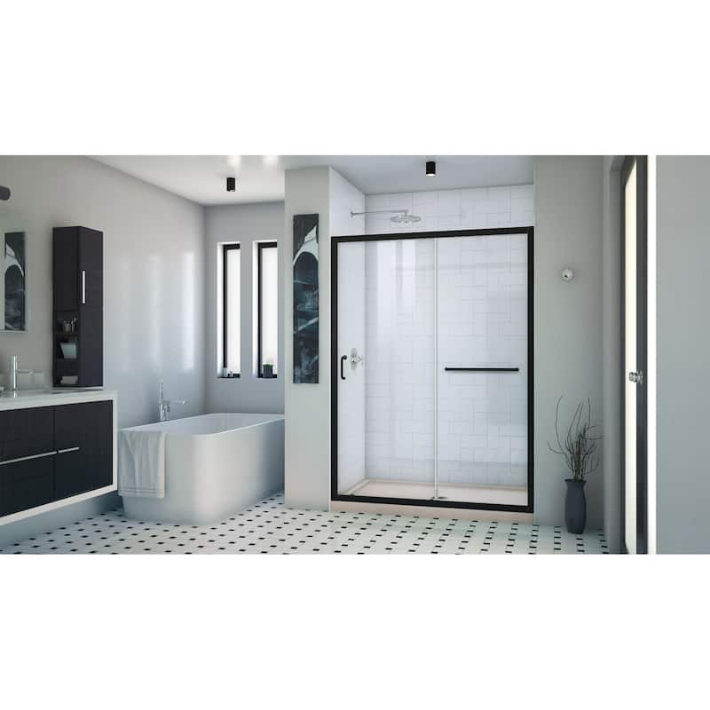 DreamLine Infinity-Z 32 in. D x 54 in. W x 74 3/4 in. H Sliding Shower Door and Shower Base Kit - 32" x 54"