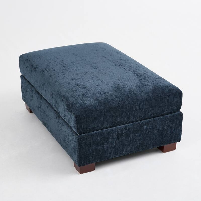 2 Set Modern 41" W Rectangle Chenille Ottoman
