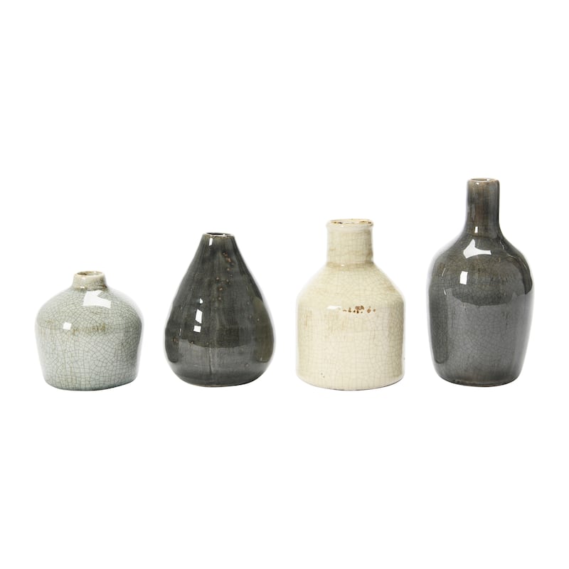 Stoneware Bud Vases in Crackle Glaze