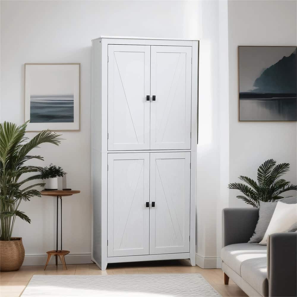 72" Freestanding 4-Door Storage Cabinet Organizer w/ 4-Tiers, Shelves