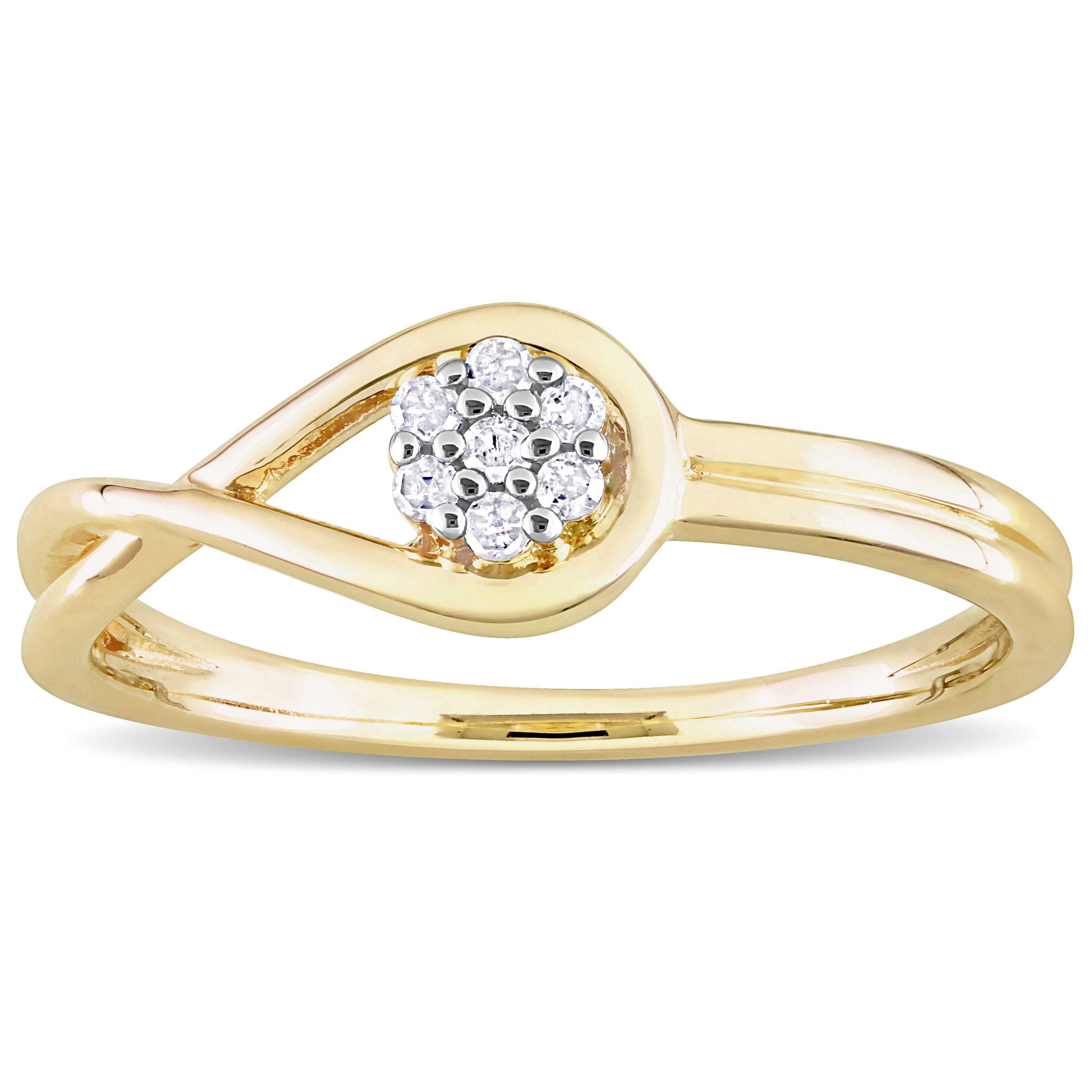 Miadora Diamond Accent Infinity Promise Ring in Yellow Plated Sterling Silver