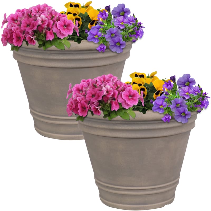 Sunnydaze Franklin Outdoor Flower Pot Planter - Beige - 20-Inch - 2-Pack - 2 Planters