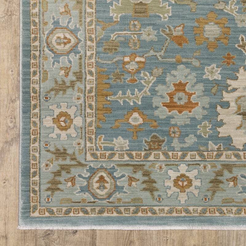 Meadow Traditional Oriental Teal/ Rust Area Rug