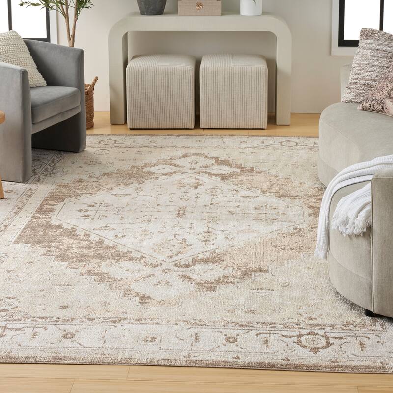 Nourison Astra Machine Washable Distressed Area Rug - 9' x 12' - Beige