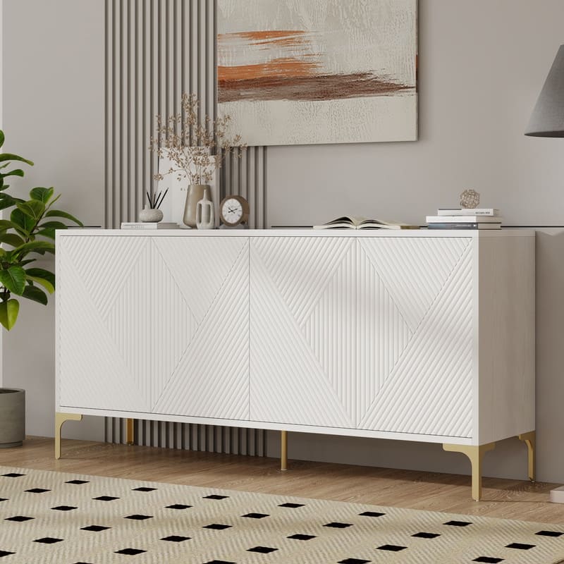 60-Inch Modern Luxury Sideboard with 4 Doors & Soft-Close Mechanism – Spacious Storage Cabinet for Living Room & Entryway‌