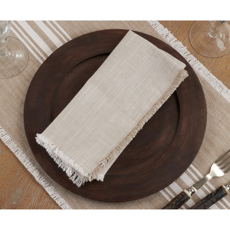 Fringe Napkins With Two-Tone Design (Set of 4)