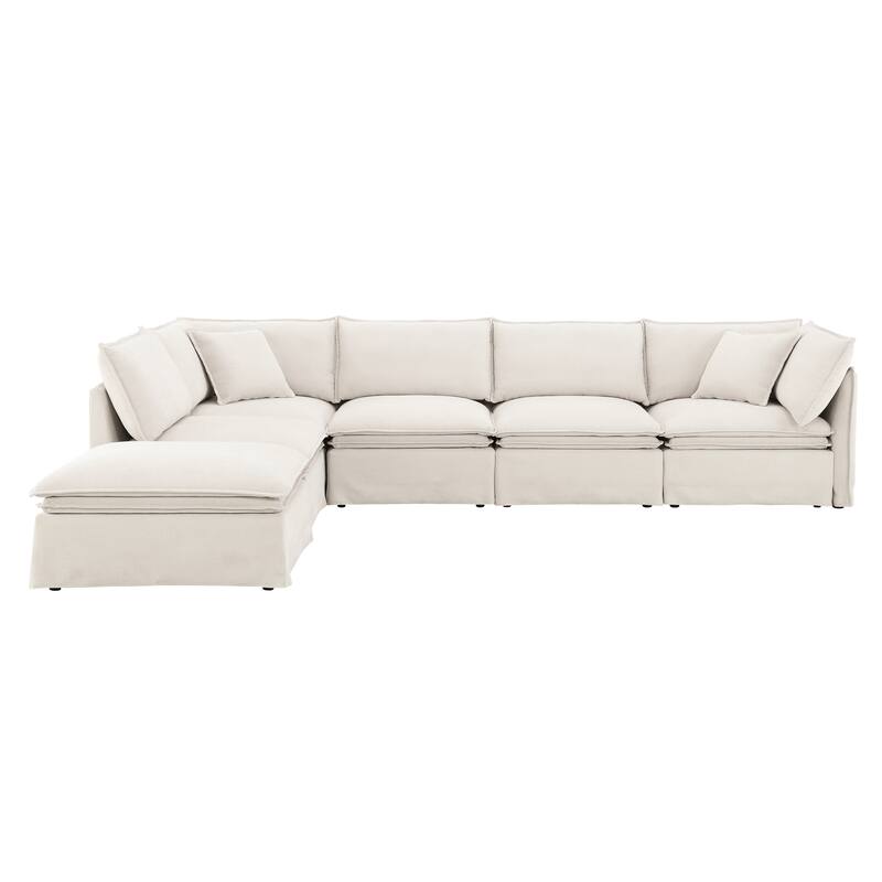 Modular Sectional Sofa With Movable Ottoman,L Pholstered Indoor Furniture, Wide Seat ,Free Combination, Chenille Sofa