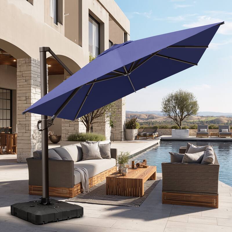 Pellebant Patio 10 x 13 FT Cantilever- Offset Umbrella Outdoor Umbrella with Base Stand