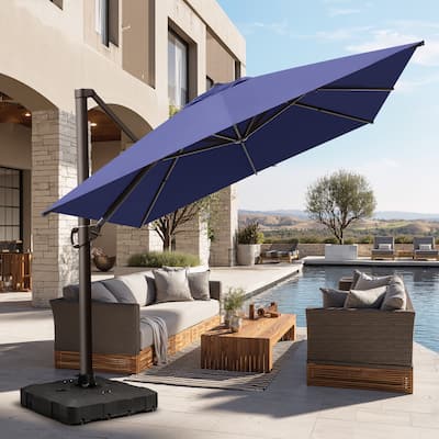 Pellebant Patio 10 x 13 FT Cantilever- Offset Umbrella Outdoor Umbrella with Base Stand