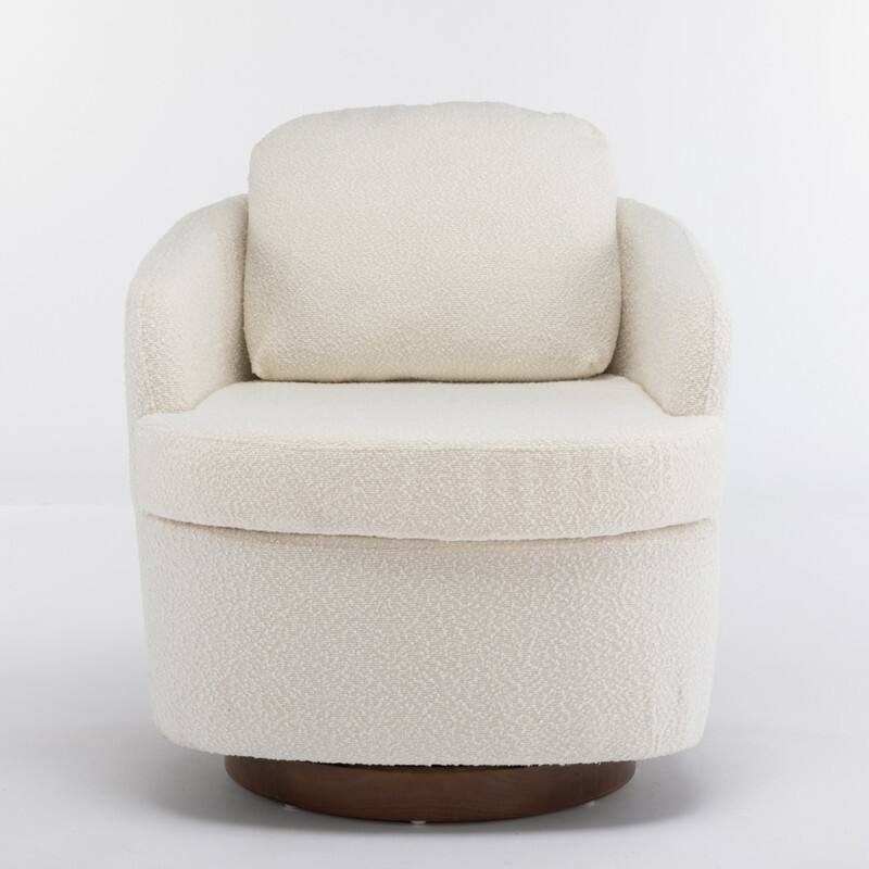22.6" Seat Width Boucle Fabric 360 Degree Rotatable Swivel Chair Leisure Chair with Pillow