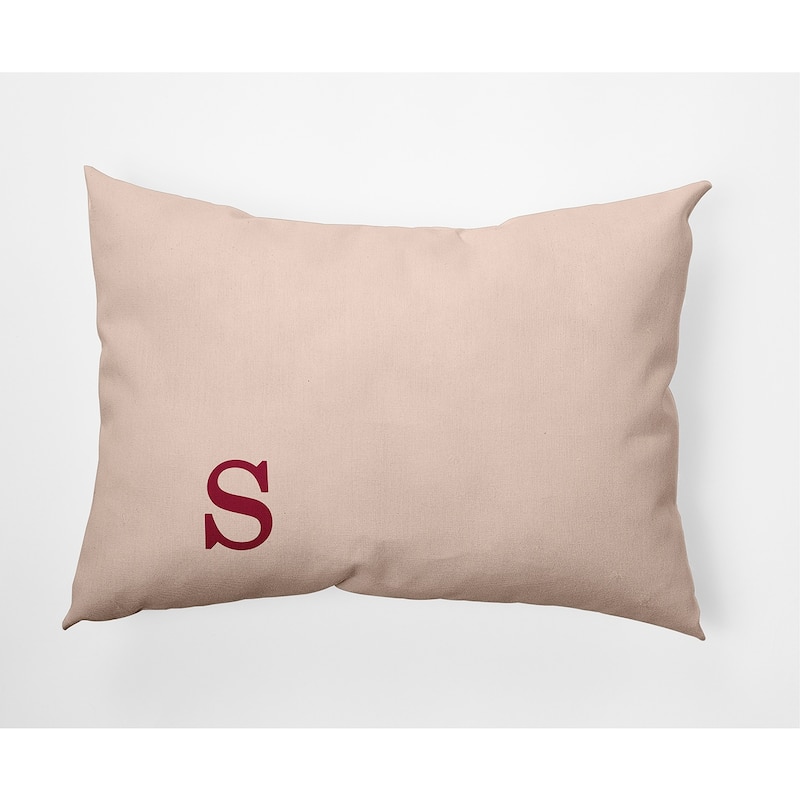 Modern Monogram Indoor/Outdoor Throw Pillow-S - 14" x 20" - Cranberry