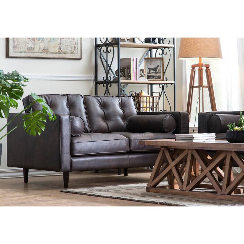 Wood Floor Lamp with Linen Drum Shade