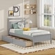 preview thumbnail 1 of 16, Twin Size Wooden Bed Frame with 2 Drawers for Teens and Adults Grey