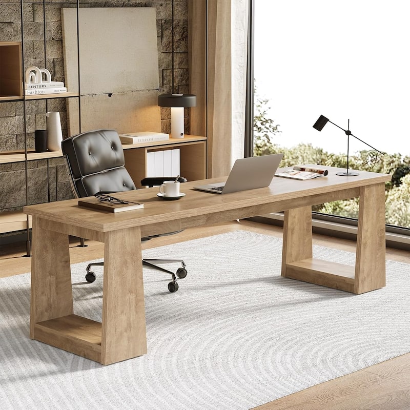 86.6" Large Two Person Office Desk Computer Desk, Double Desks for 2 People, Wood Writing Table, Home Office Workstation
