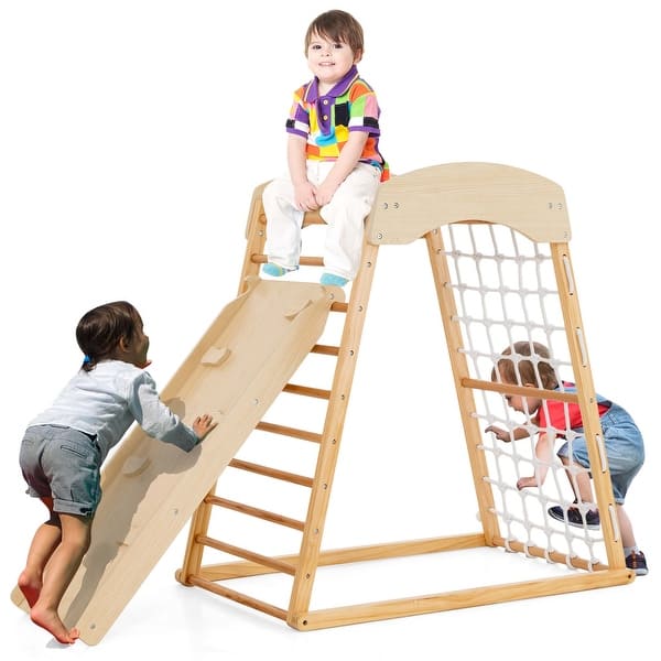 slide 2 of 21, Costway 6-in-1 Wood Jungle Gym Montessori Climbing Play Set with - See Details