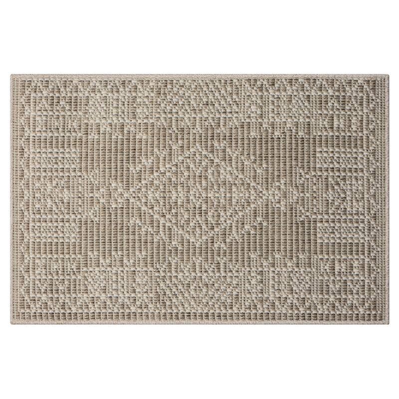 Terra by Obeetee Pavilion Medallion Rug - Natural/Criss Cross - 2' x 3'