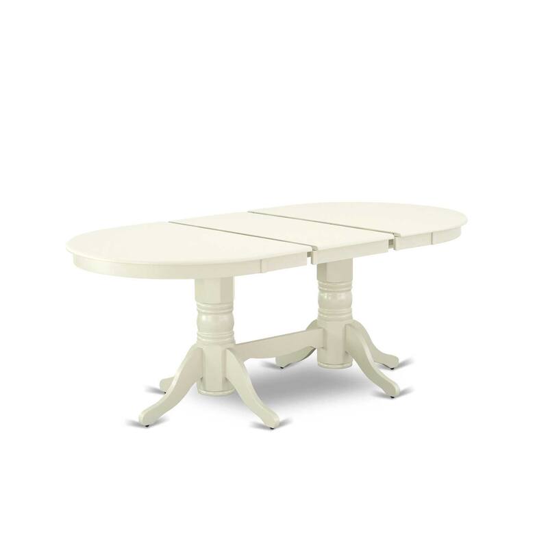 Oval Dining Set - 7 Piece Kitchen Table with 6 Chairs - Linen White Parson Style