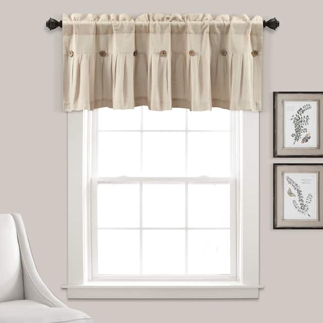 Lush Decor Linen Button Window Curtain Valance - 18" x 84" - Dark Linen