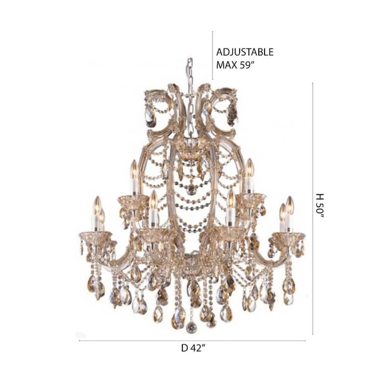 24-Light Gold Chandelier With Champagne Crystals