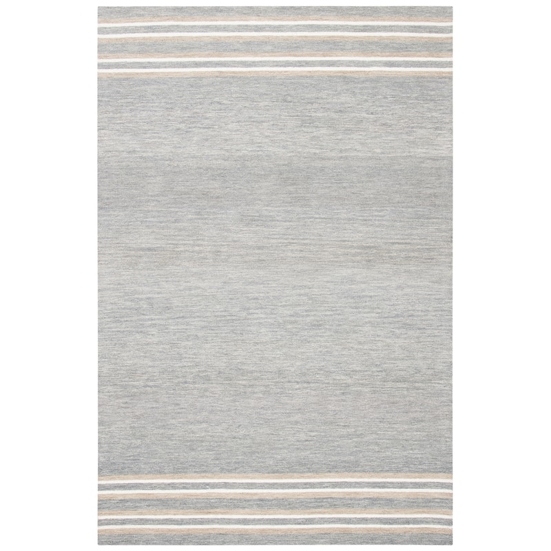 SAFAVIEH Handmade Metro Toril Stripe Wool Rug - 6' Square - Grey/Brown