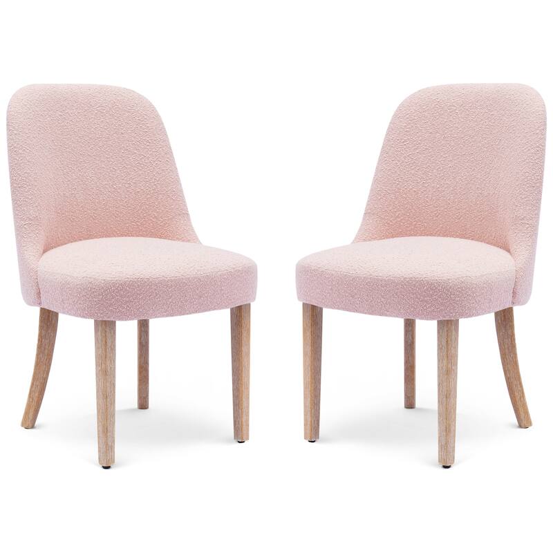Boucle Polyester Upholstered Side Chair - Water/ Stain Resistant (Set of 2)