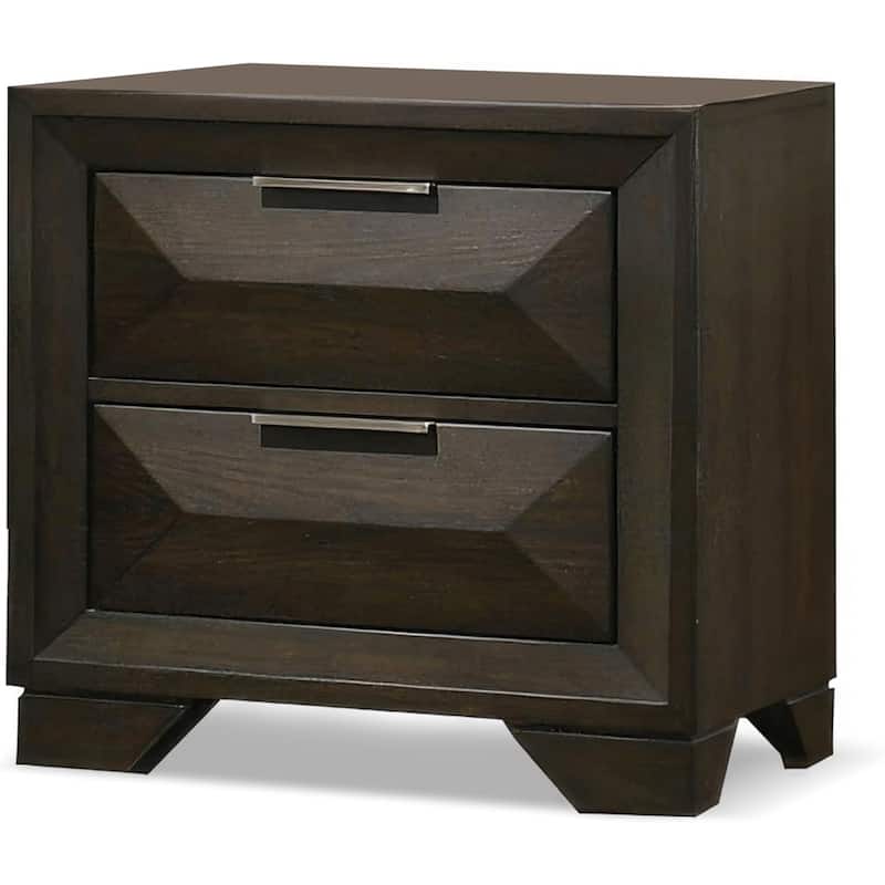 Transitional Espresso Finish 4-pc Bedroom Set Bed Nightstand Dresser Mirror