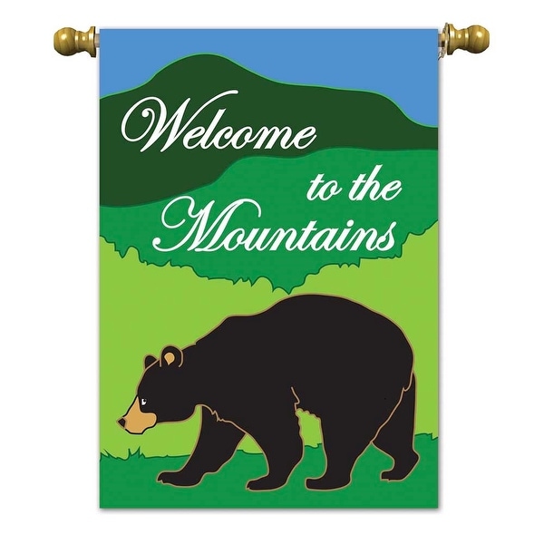 "Welcome to the Mountains" Brown Bear Garden Flag 13" x 18" - N/A