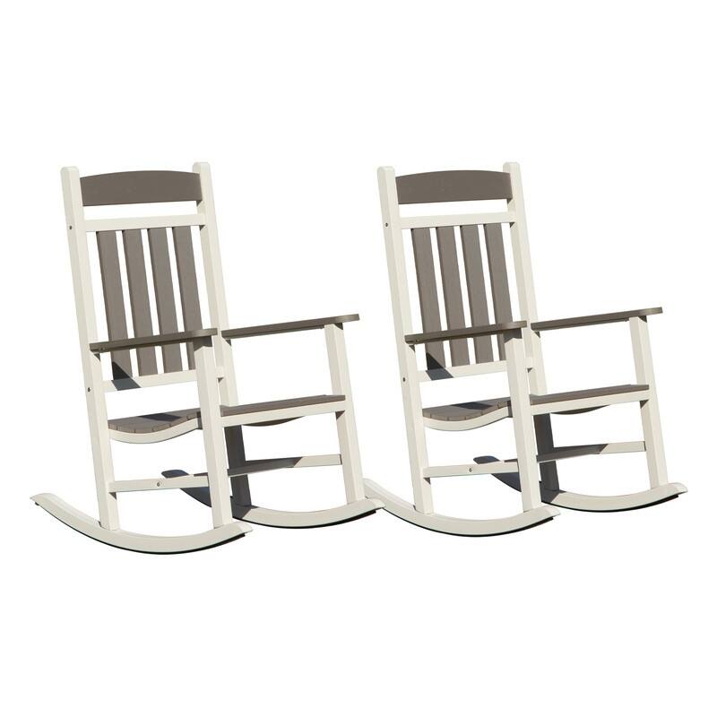 Domi Outdoor Rocking Chair Set – High Back, Weather-Resistant Porch Rockers for Patio - Set of 2 - High Density Polyethylene (HDPE)