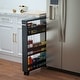 Bamboo 3-Tier Kitchen Removable Storage Cart, Slim Slide Out Rolling Pantry Shelf