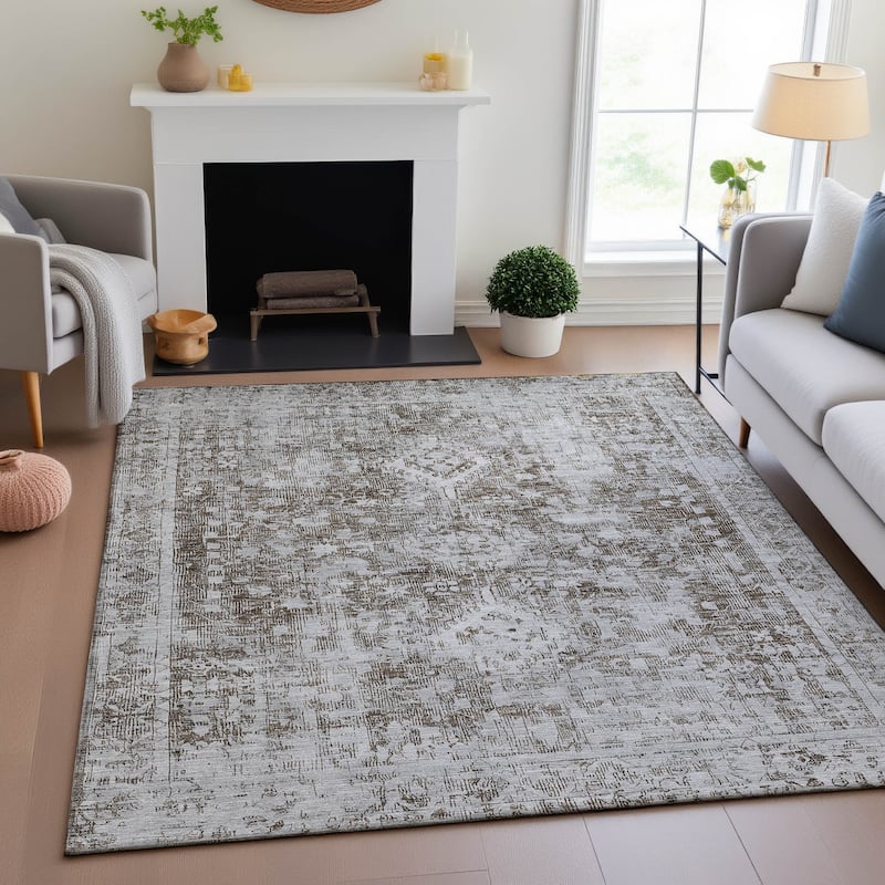 Premium Washable Super Soft Vintage Traditional Mayfield Rug - Chocolate - 10' x 14'