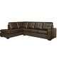 preview thumbnail 20 of 45, Liam Top Grain Leather Tufted Sectional Chaise Sofa Chocolate Brown - Left Facing