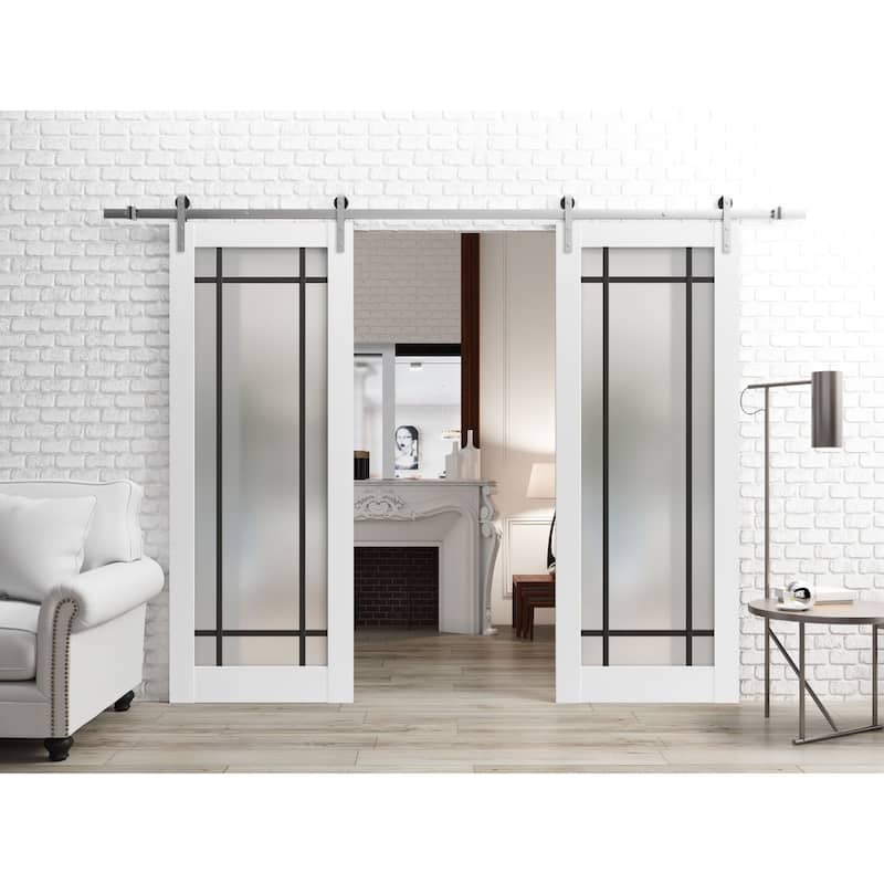 Sturdy Double Barn Door 36 x 80 Planum 2112 White Silk 13FT